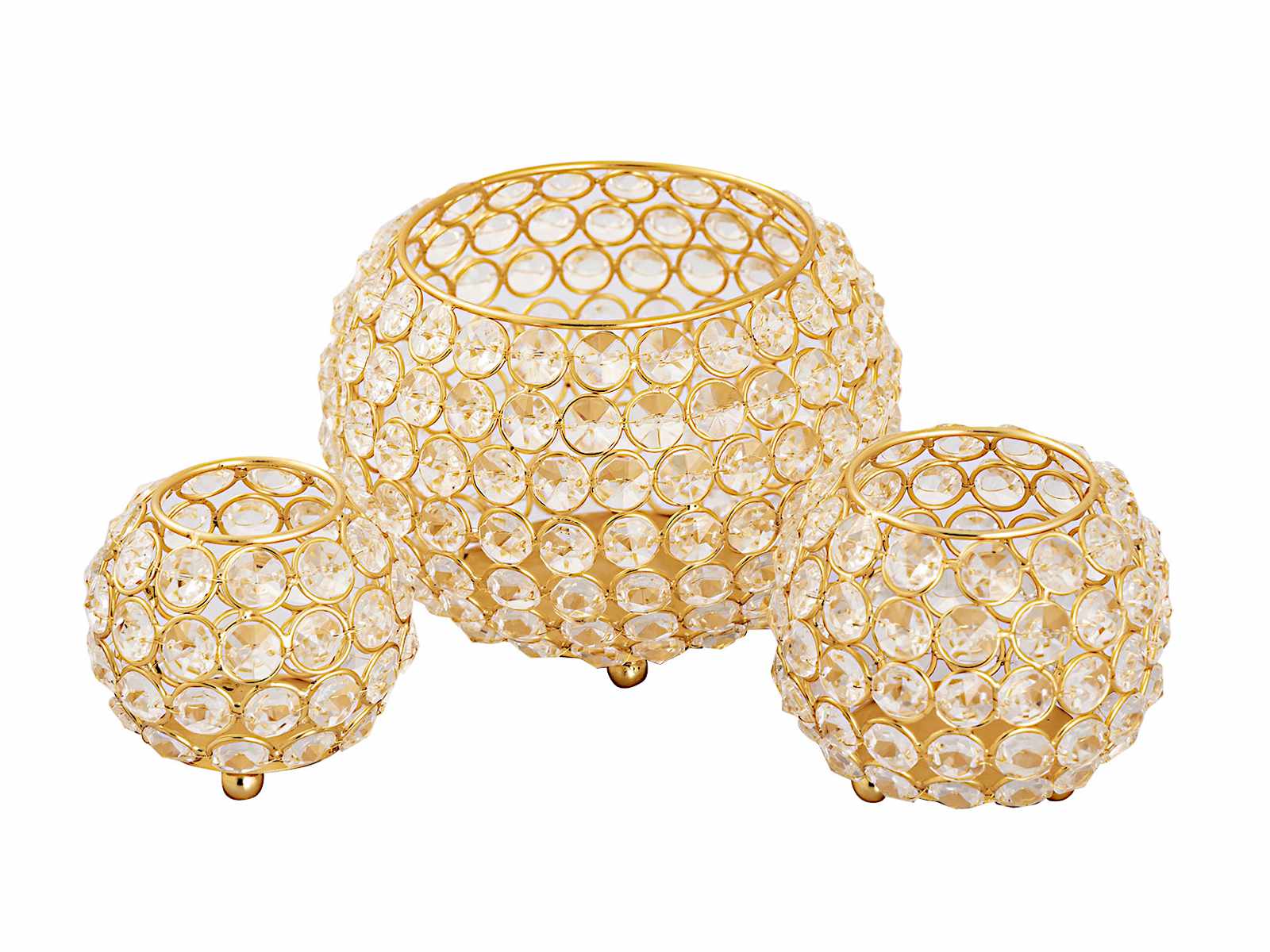 Set Kerzenhalter Teelichthalter Kristall | o. silber Crystal Vintage Kerzenständer gold MVG 3-teilig