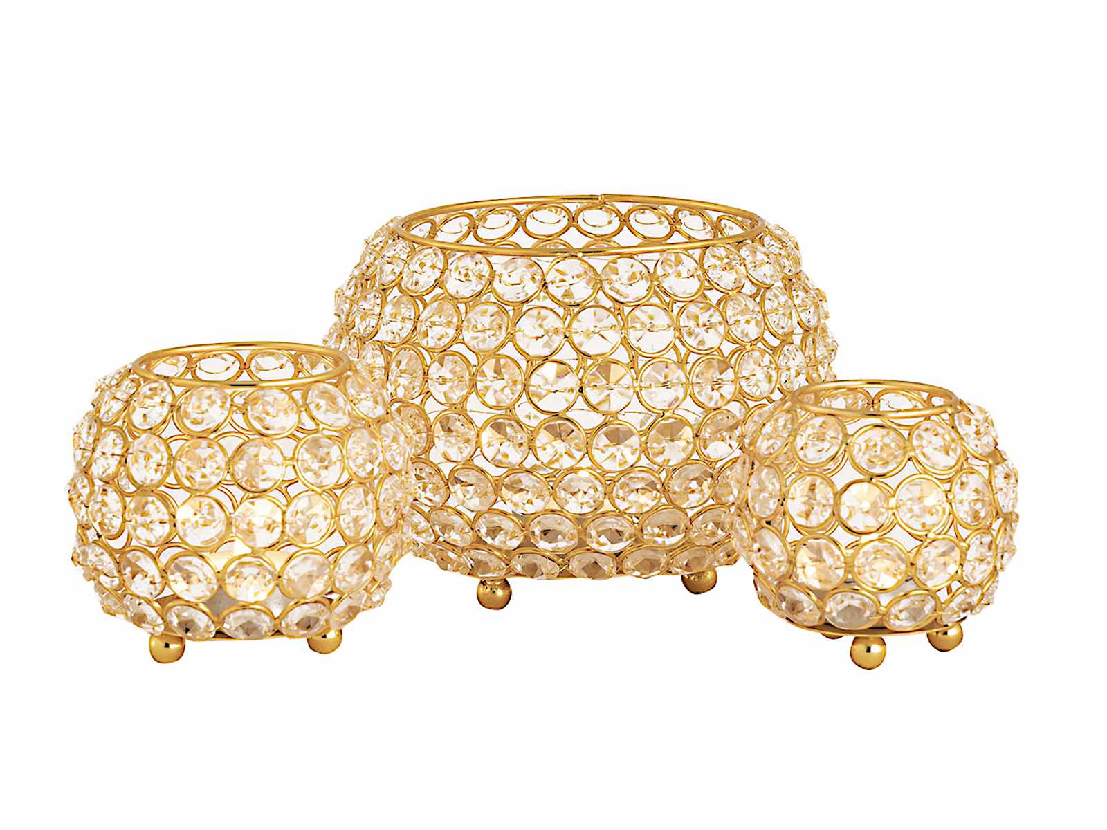 Kerzenhalter Set 3-teilig Teelichthalter MVG Kerzenständer gold silber Vintage Crystal o. Kristall 